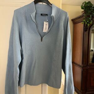 Zanzea Light Blue Ribbed Sweater